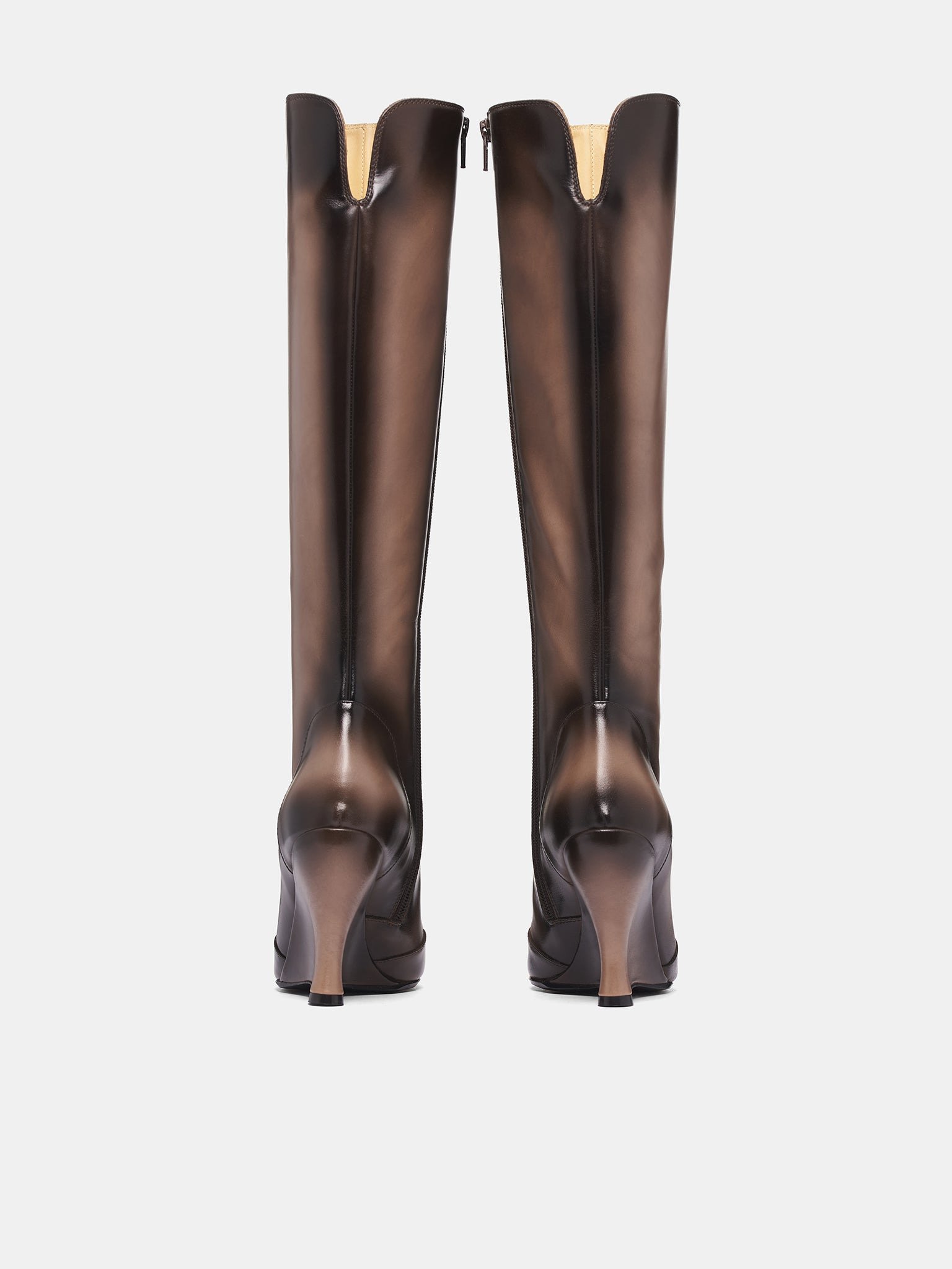 Beige Calf-High Leather Sabaton Boots - 4