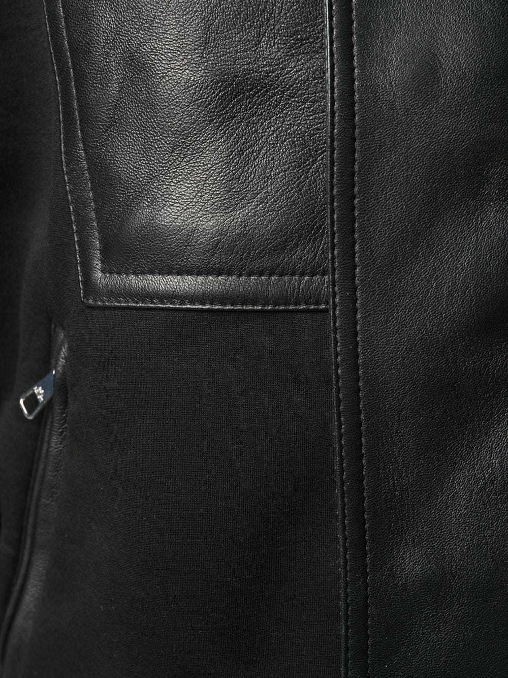 panelled leather coat - 5