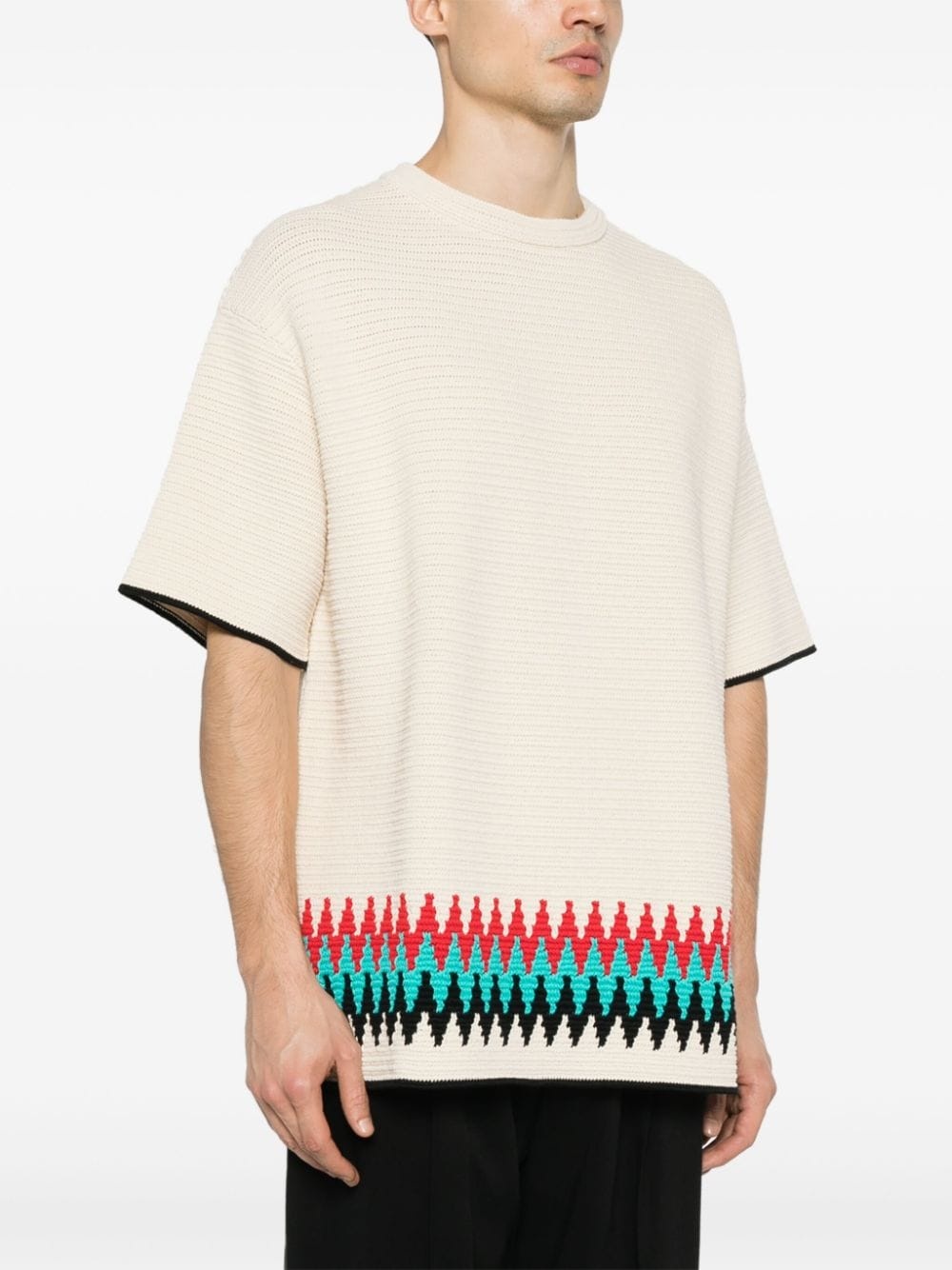 zigzag-intarsia knitted t-shirt - 3