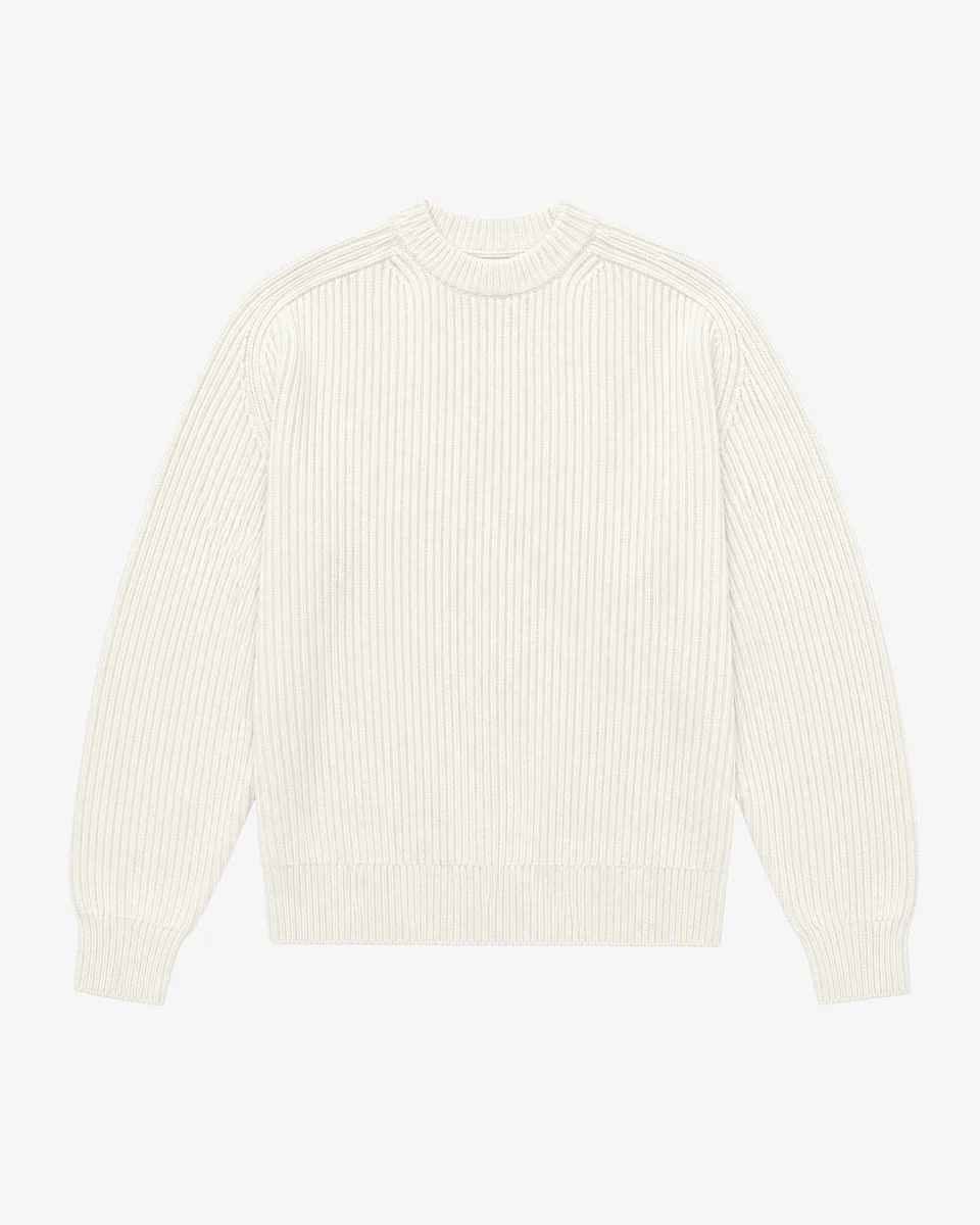 ECRU WOOL CREW-NECK SWEATER - 1