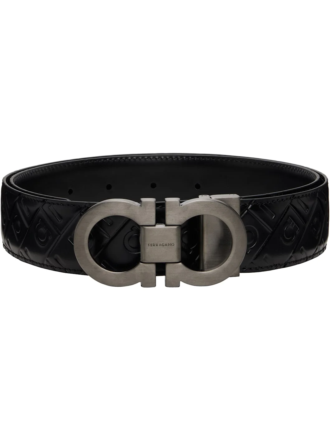 Black Reversible & Adjustable Gancini Belt - 1