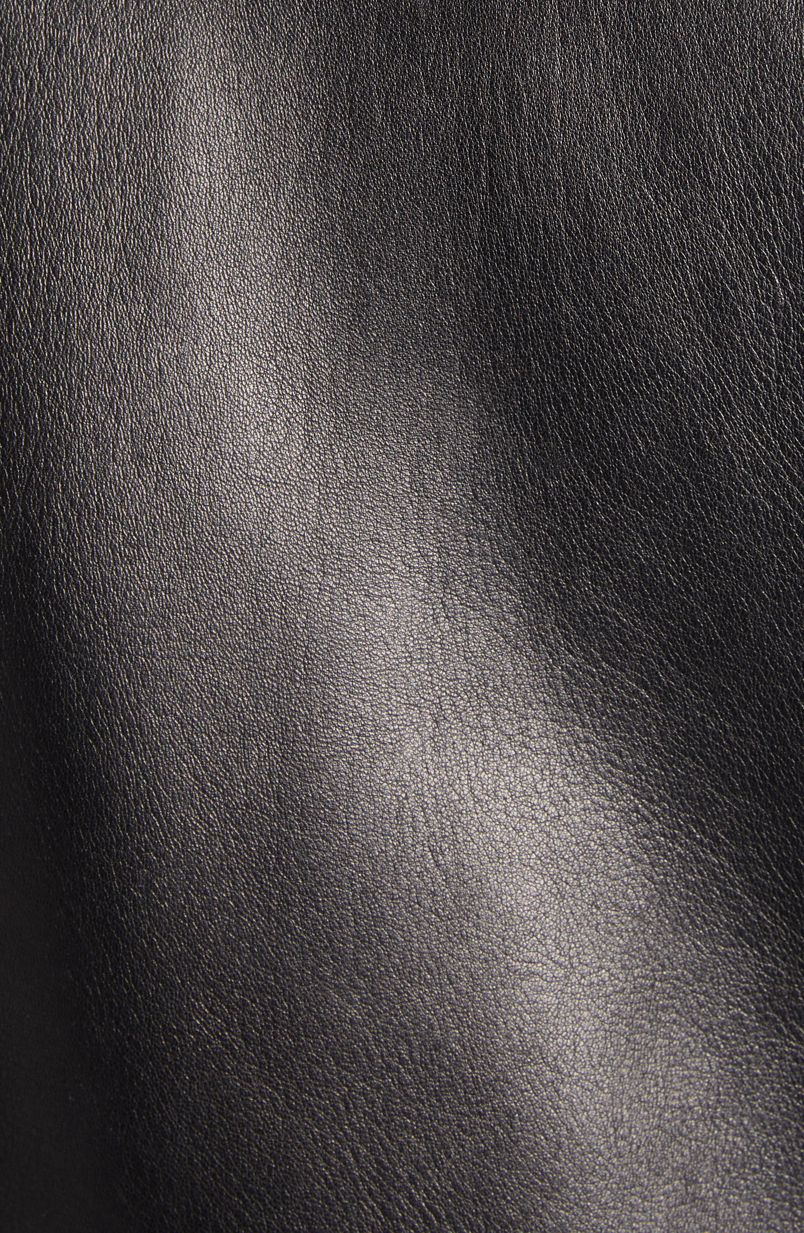 Quilted Lining Lambskin Leather Biker Jacket - 6