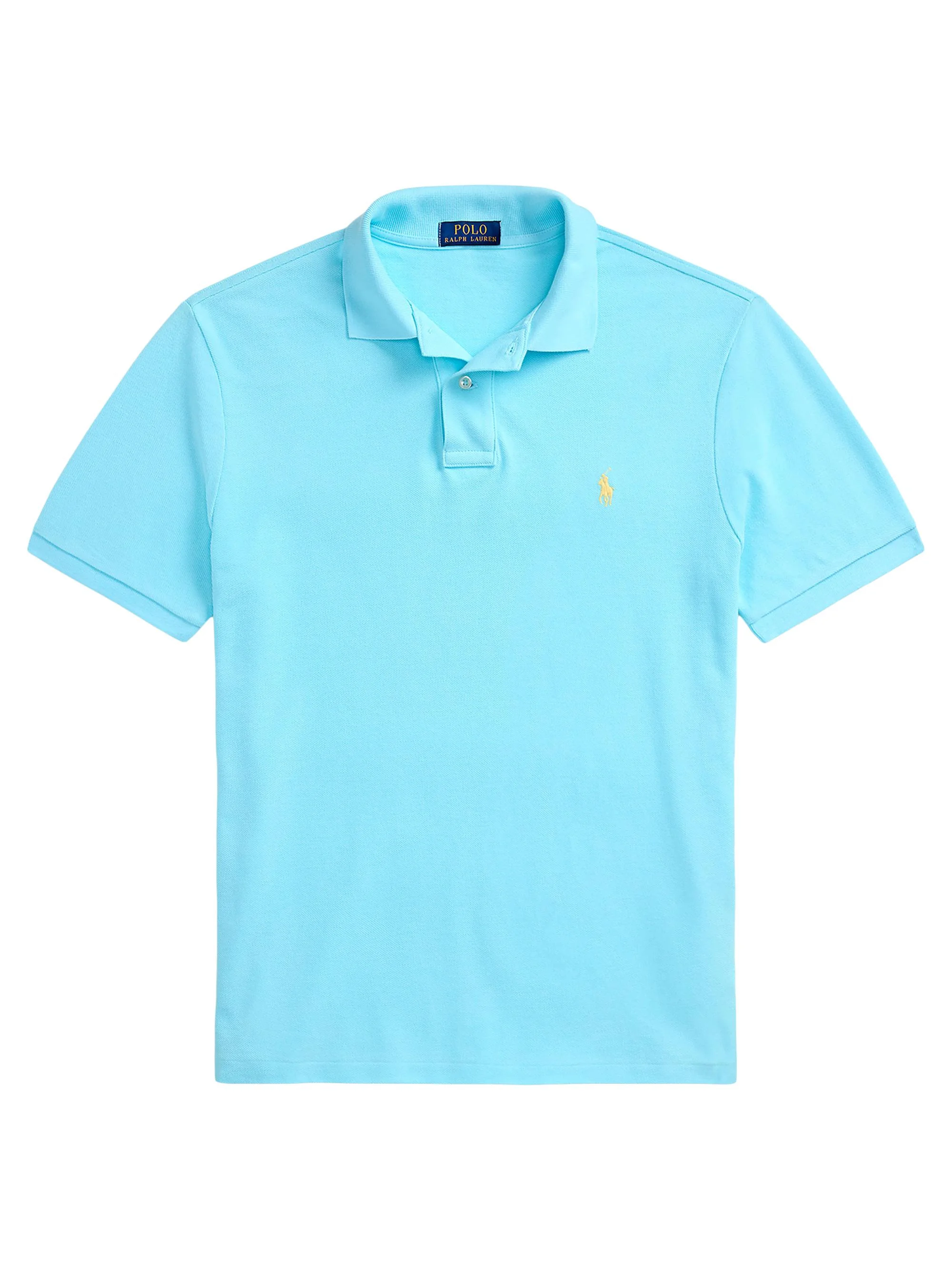 Men's Custom-Slim-Fit Mesh Polo Shirt - Aqua Blue - 1