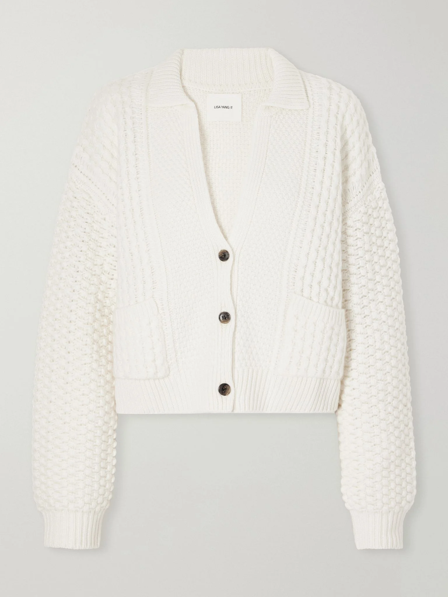 Becs cable-knit cashmere cardigan Cream - 1