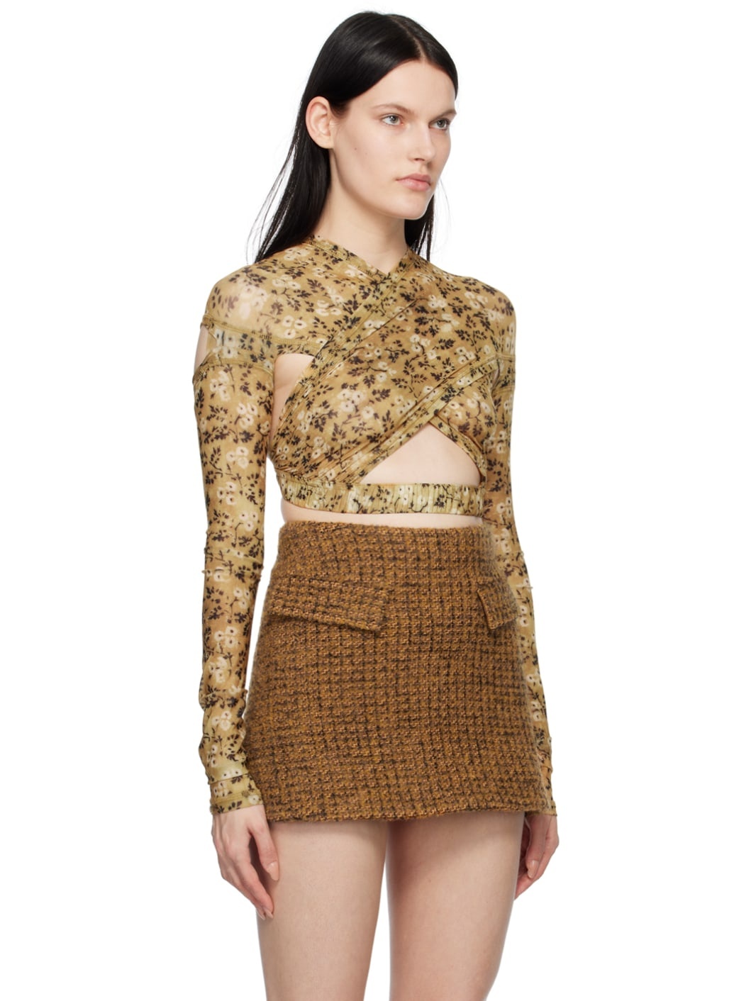 Yellow Anti Cross Over Blouse - 2