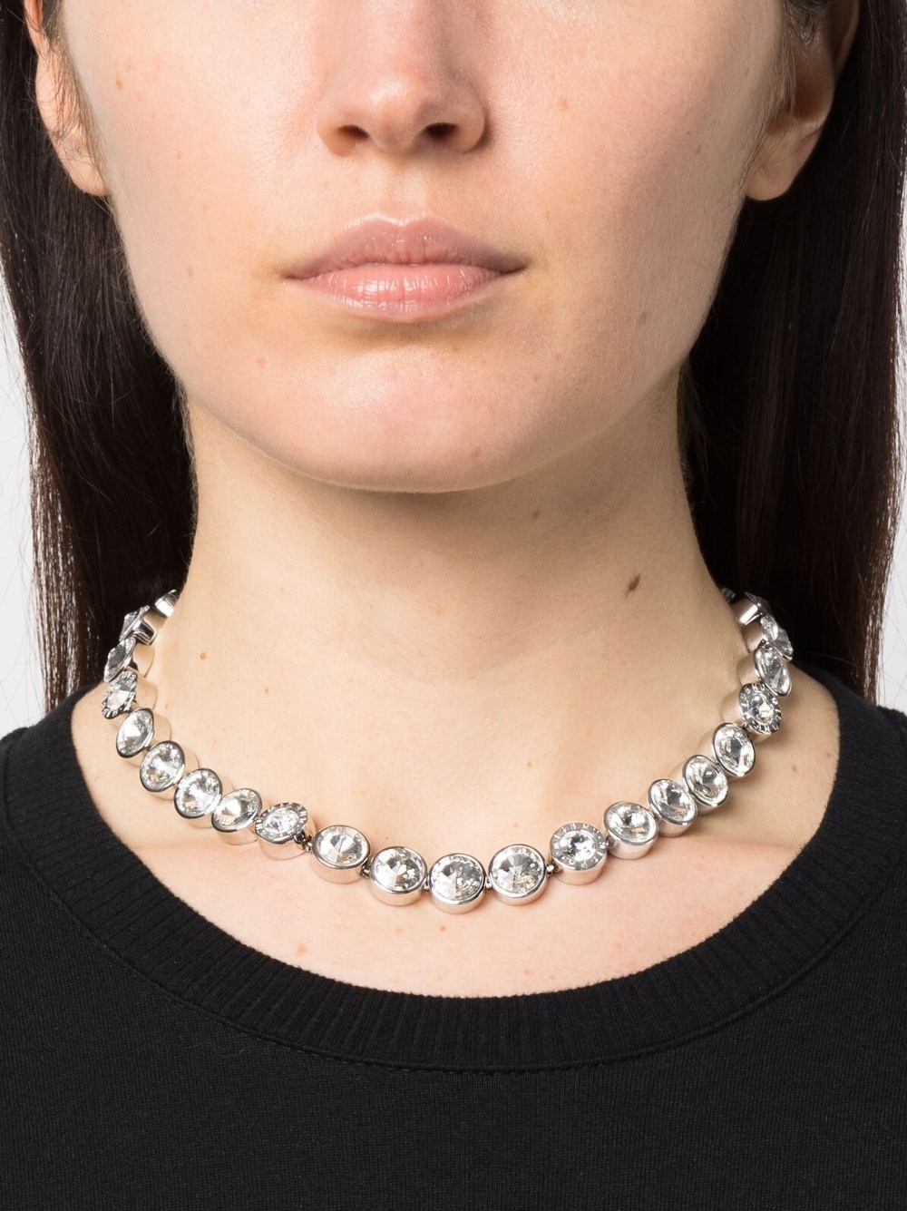 logo-engraved crystal-embellished choker - 2