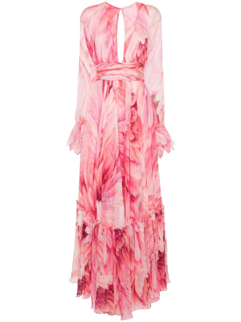 Plumage-print maxi dress - 1