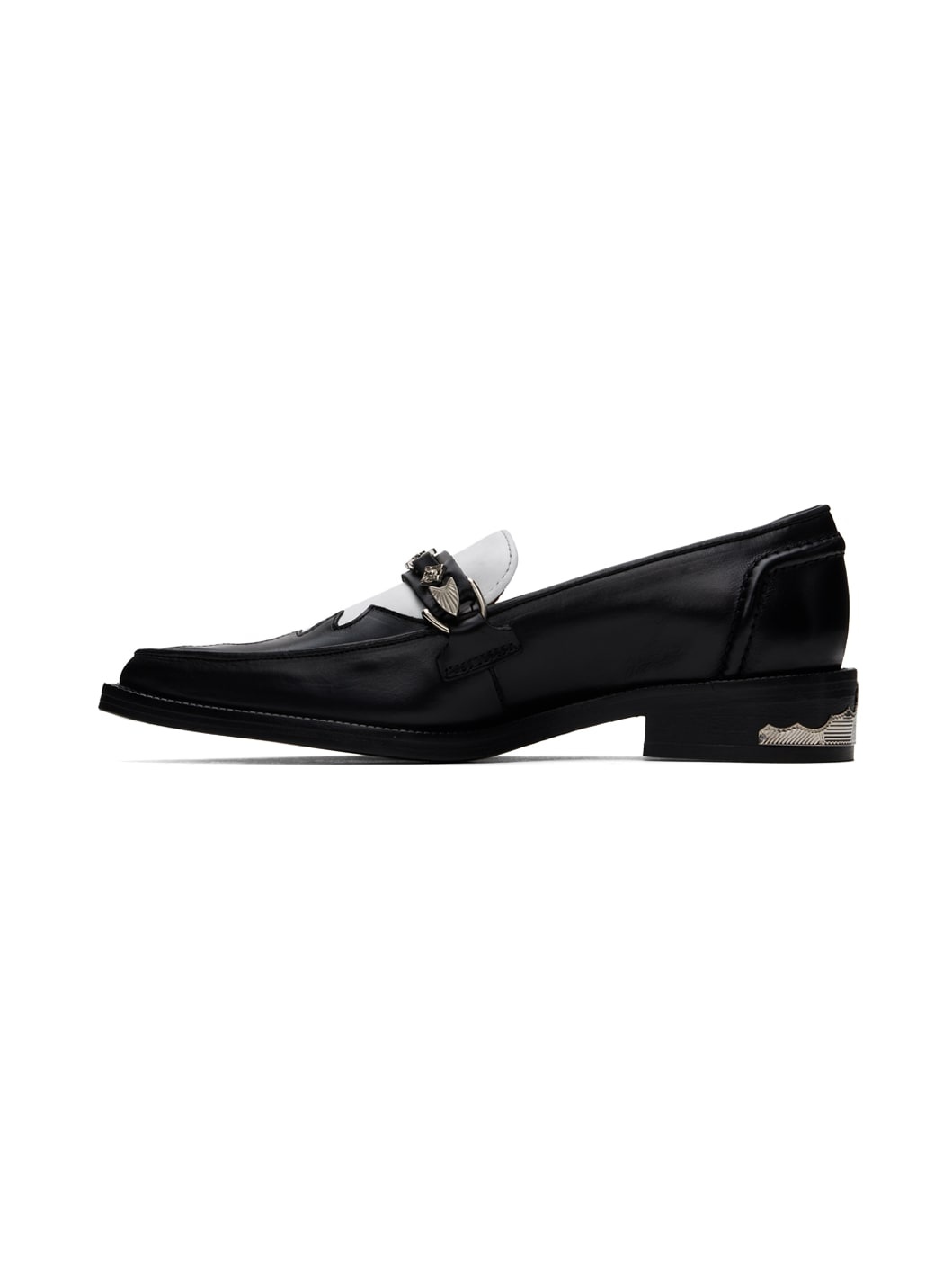 Black & White Heel Detail Loafers - 3