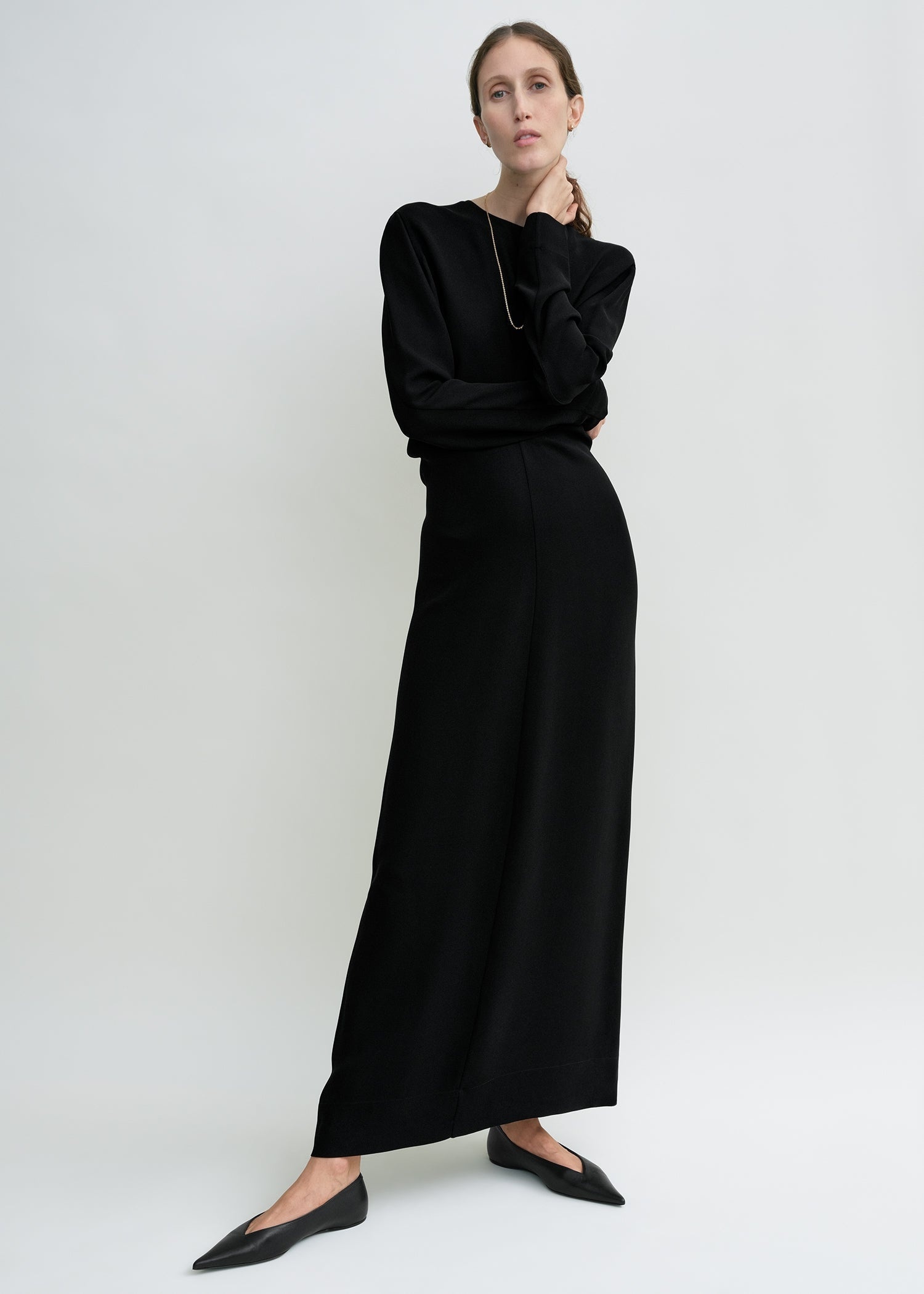 Long-sleeve slouch waist dress black - 3