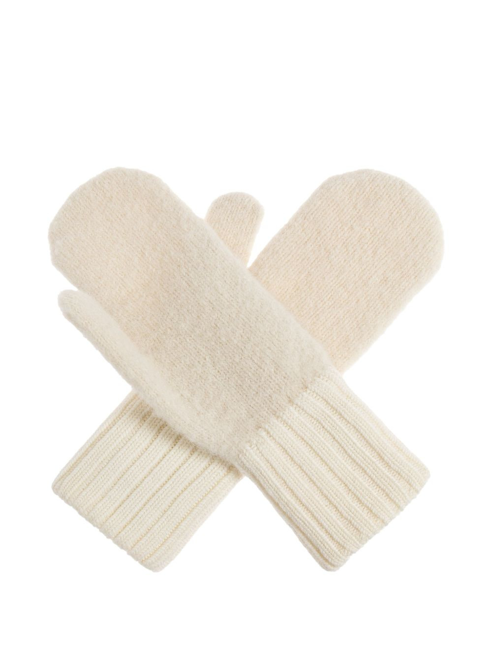 ribbed-cuff logo-plaque mittens - 1