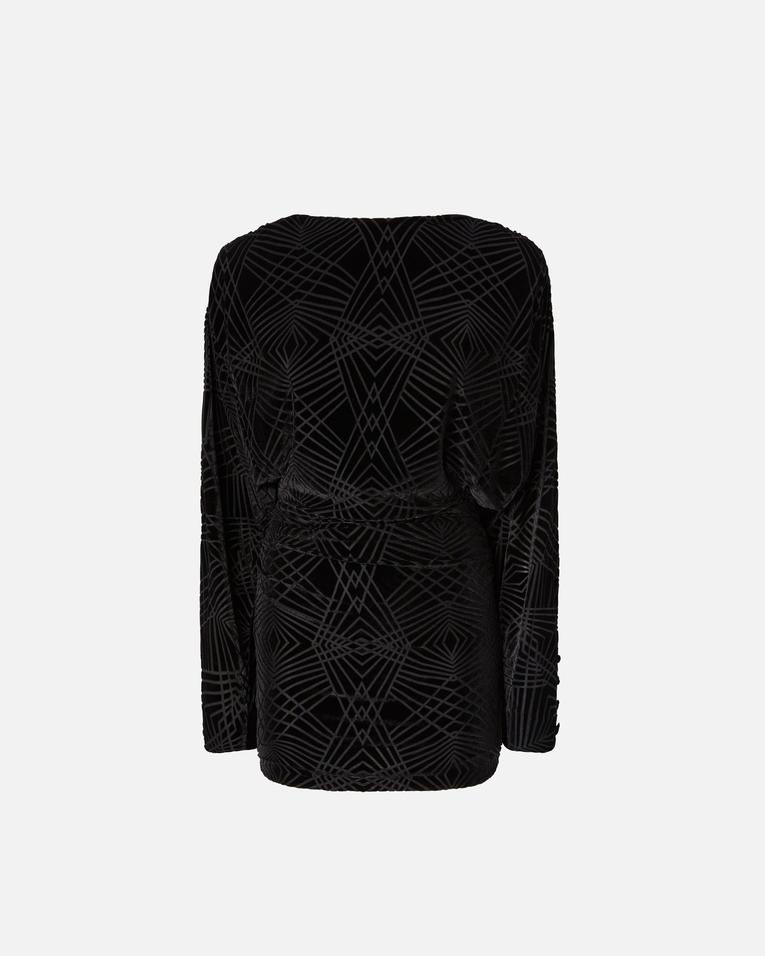 VELVET MINI DRESS WITH GEOMETRIC PATTERN - 1