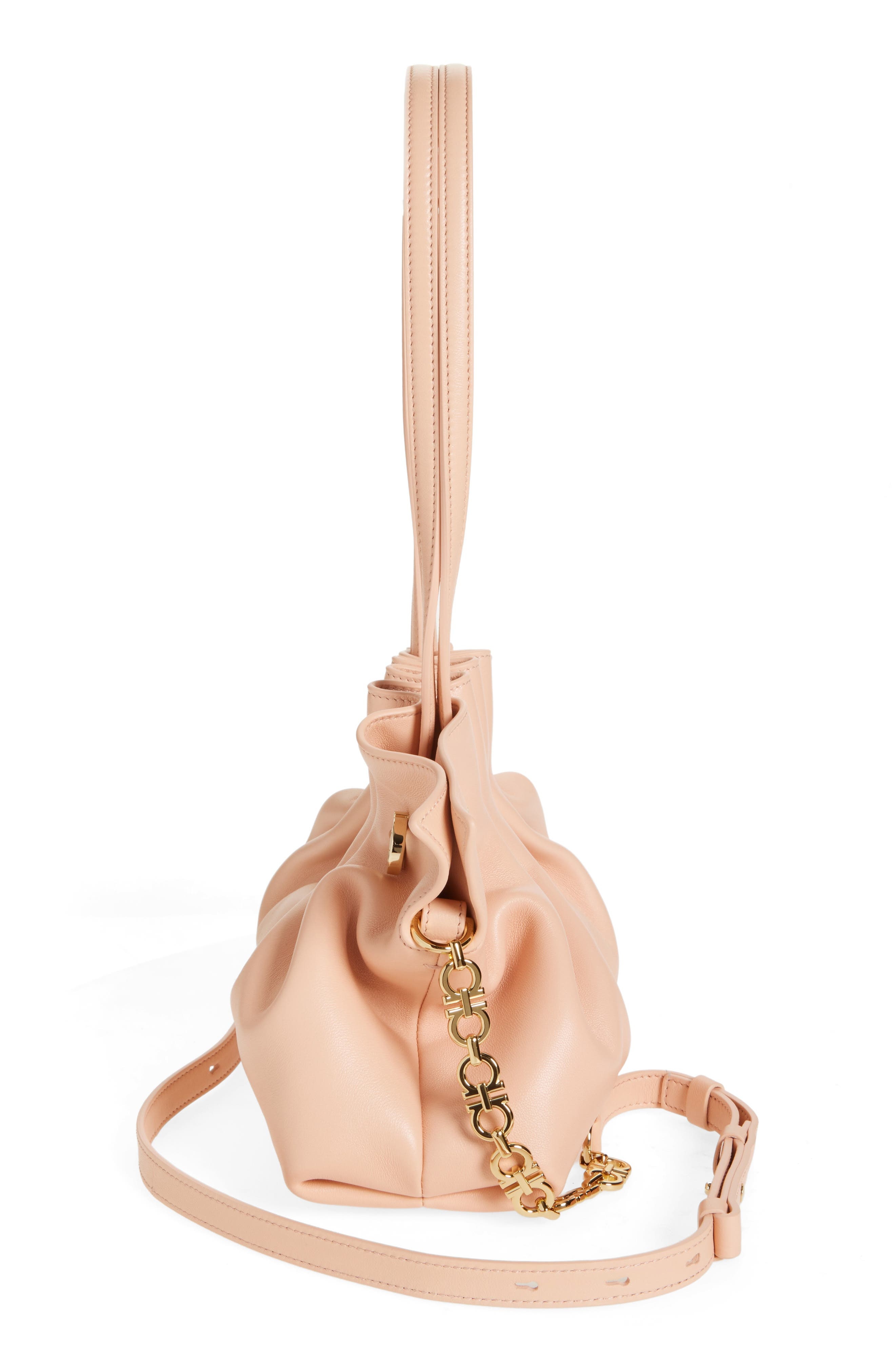 FERRAGAMO Small Gancio Piercing Soft Leather Shoulder Bag in Plaster at Nordstrom - 6