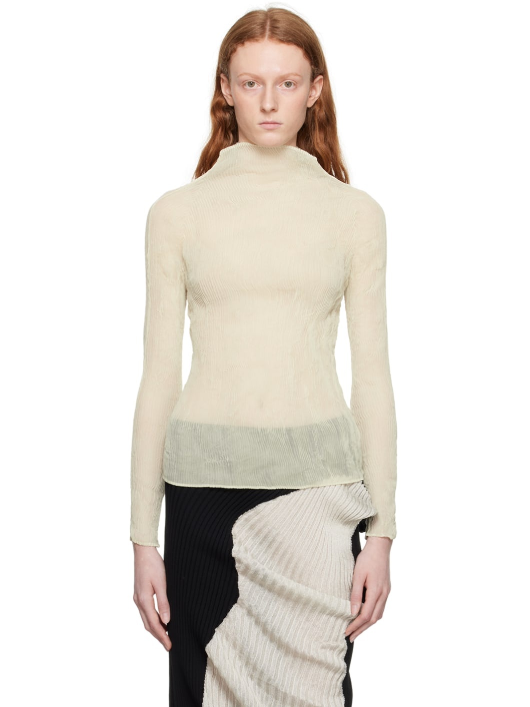 ISSEY MIYAKE Off-White Twist 3 Turtleneck | REVERSIBLE