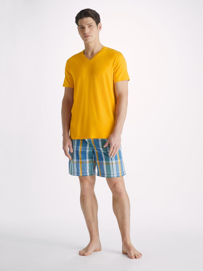 Derek Rose Men's V-Neck T-Shirt Basel Micro Modal Stretch Saffron outlook