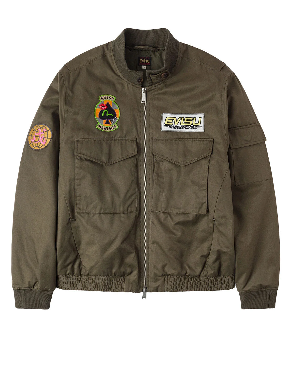 Multi Logo Badges Embroidery Regular Fit Padded Bomber Jacket - 1