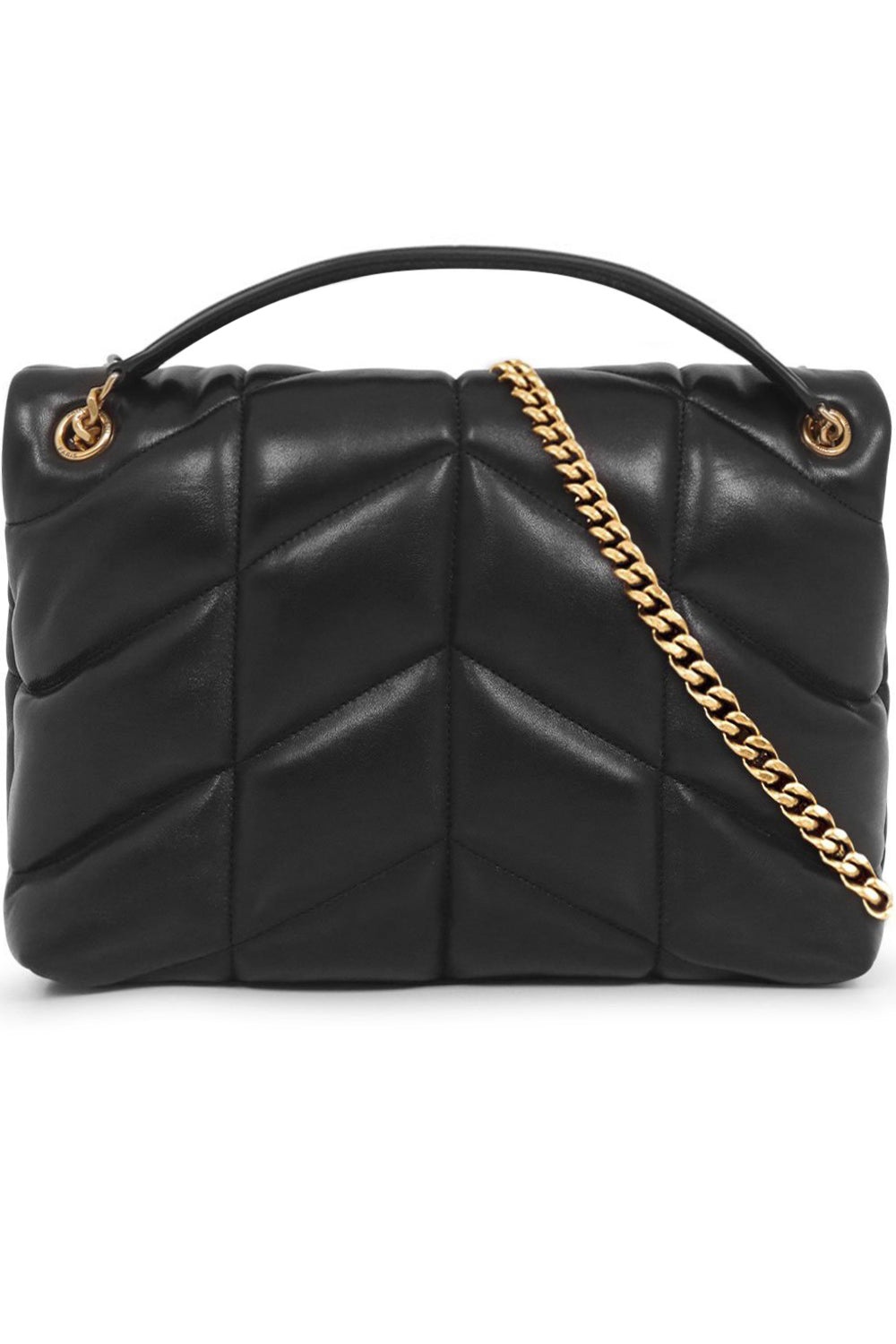 LOULOU MEDIUM PUFFER BAG BLACK/GOLD - 2