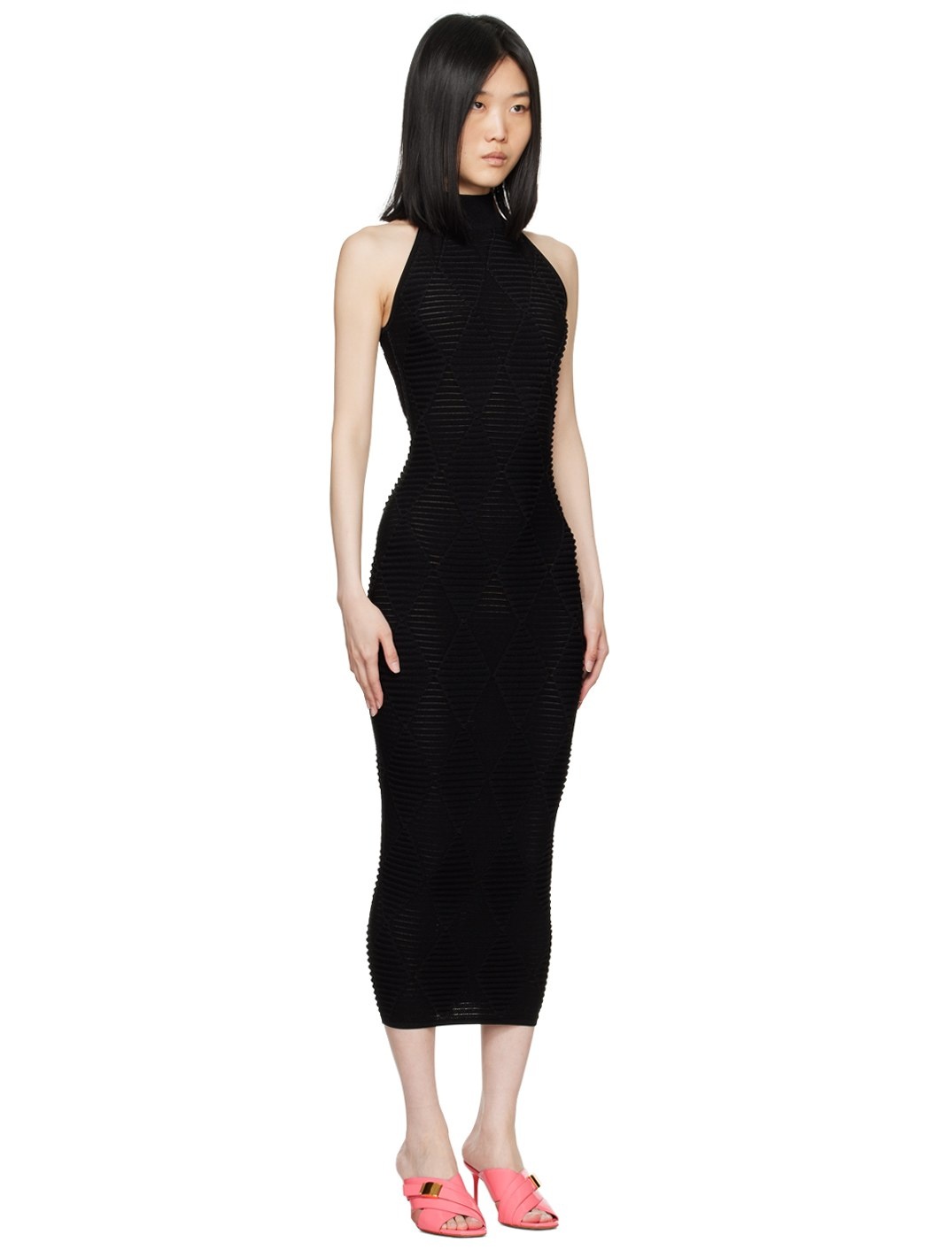 Black Argyle Midi Dress - 2