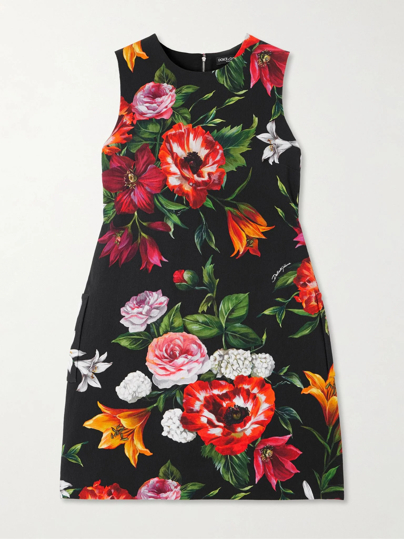 Floral-print jersey mini dress Black - 1