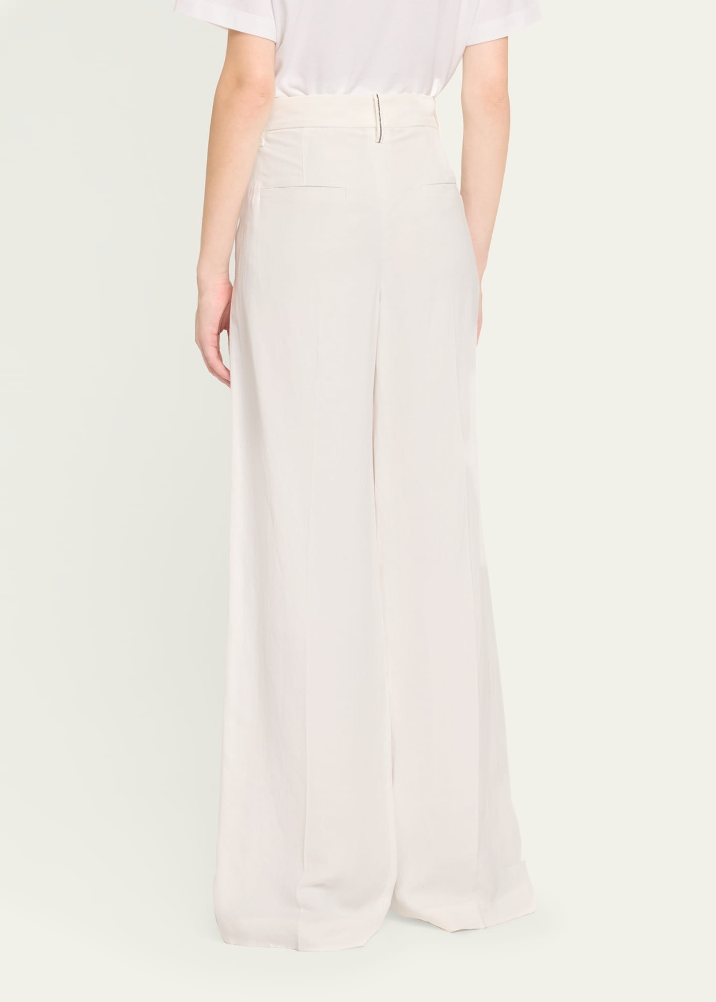 Wide-Leg Fluid Linen Twill Tailored Pants - 3