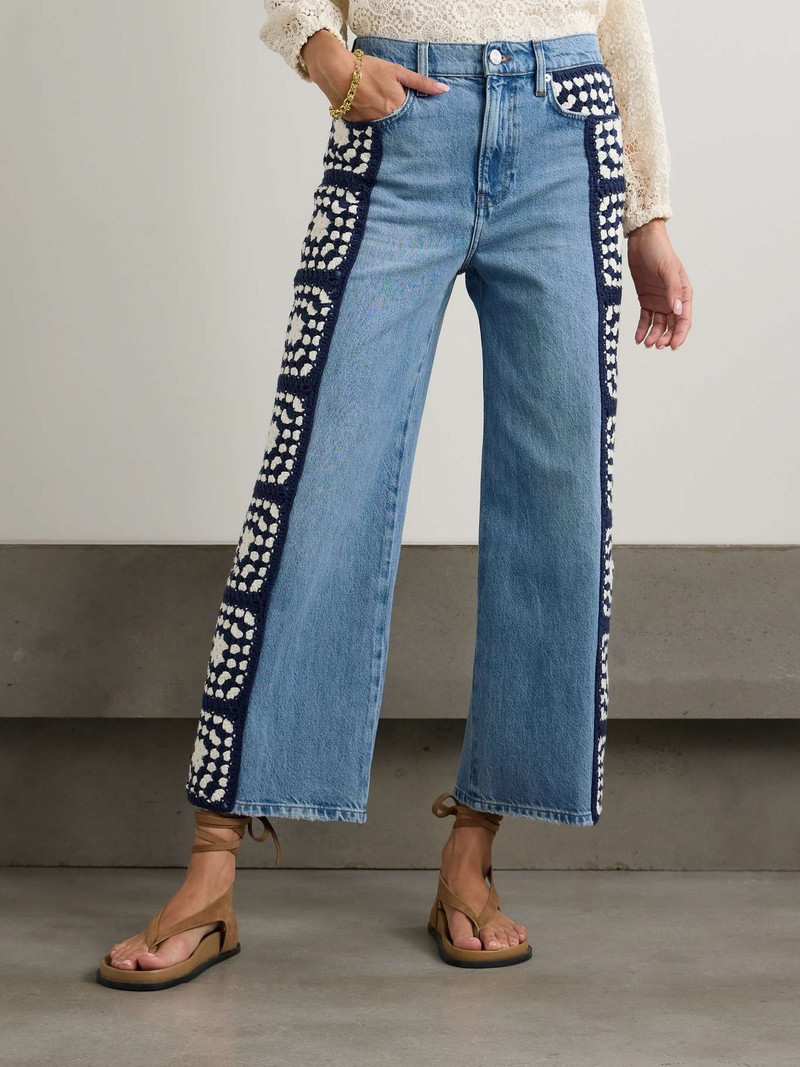 Le Jane cropped crochet-trimmed high-rise straight-leg jeans 3