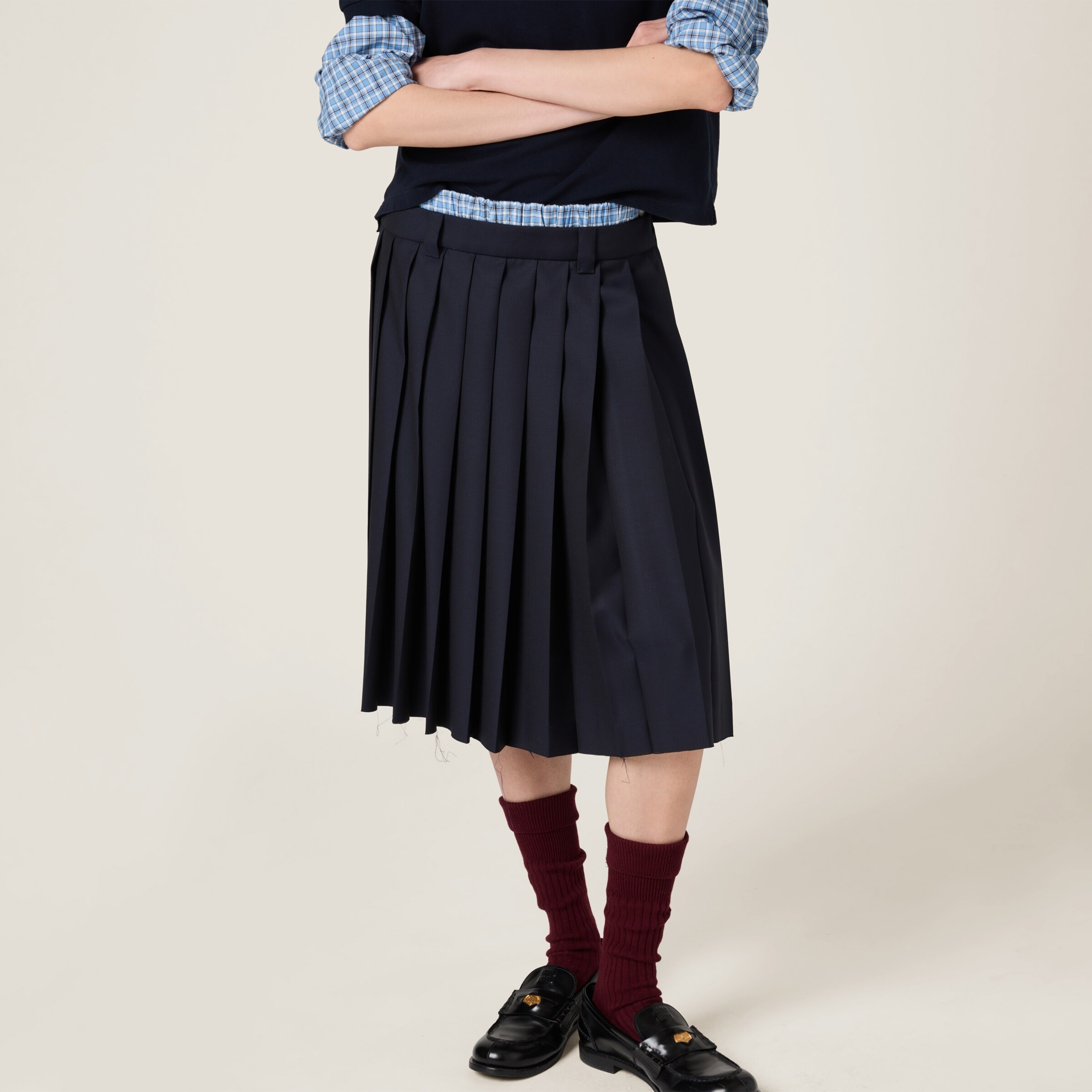 Pleated batavia midi-skirt - 5