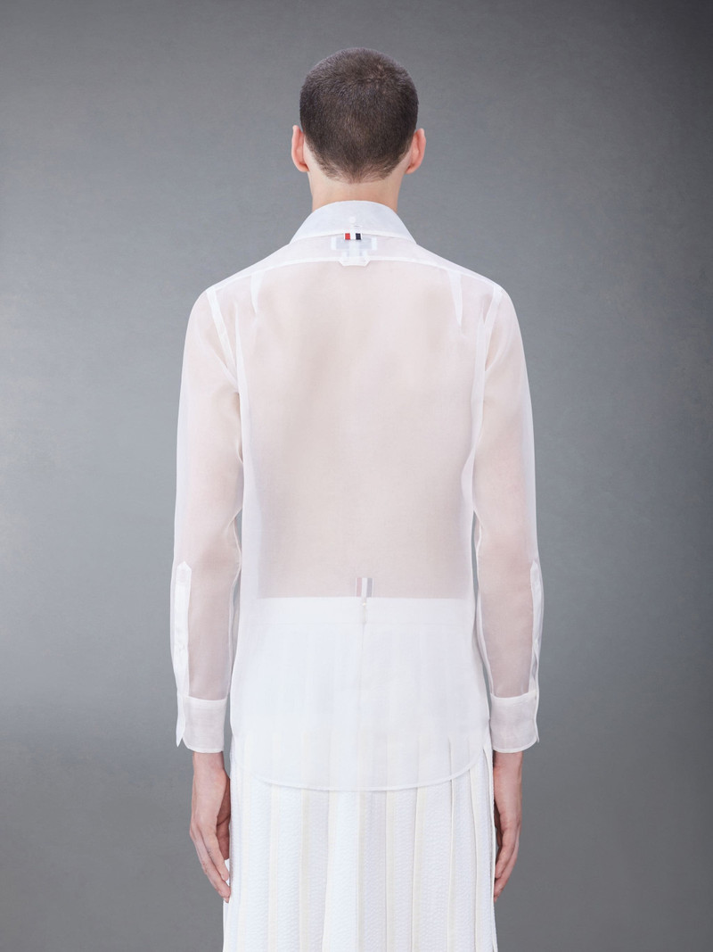 Silk Organza Tie Applique Round Collar Shirt 3