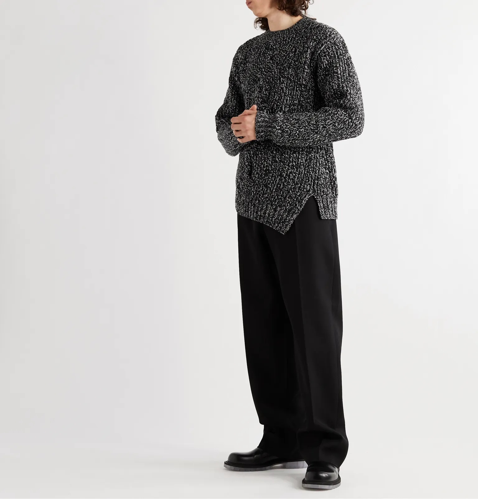 Cable-Knit Mélange Wool and Cashmere-Blend Sweater - 2