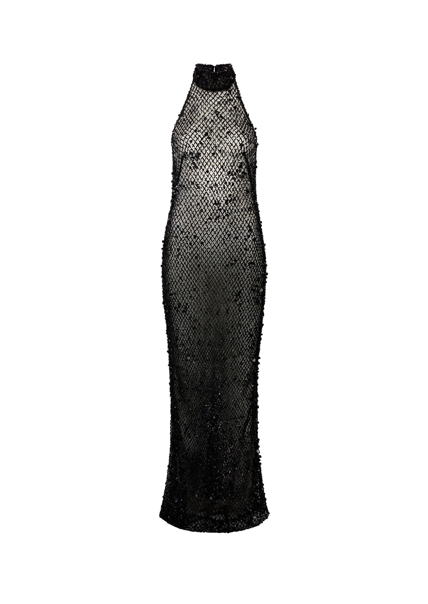 Mesh Sequin Gown - 1