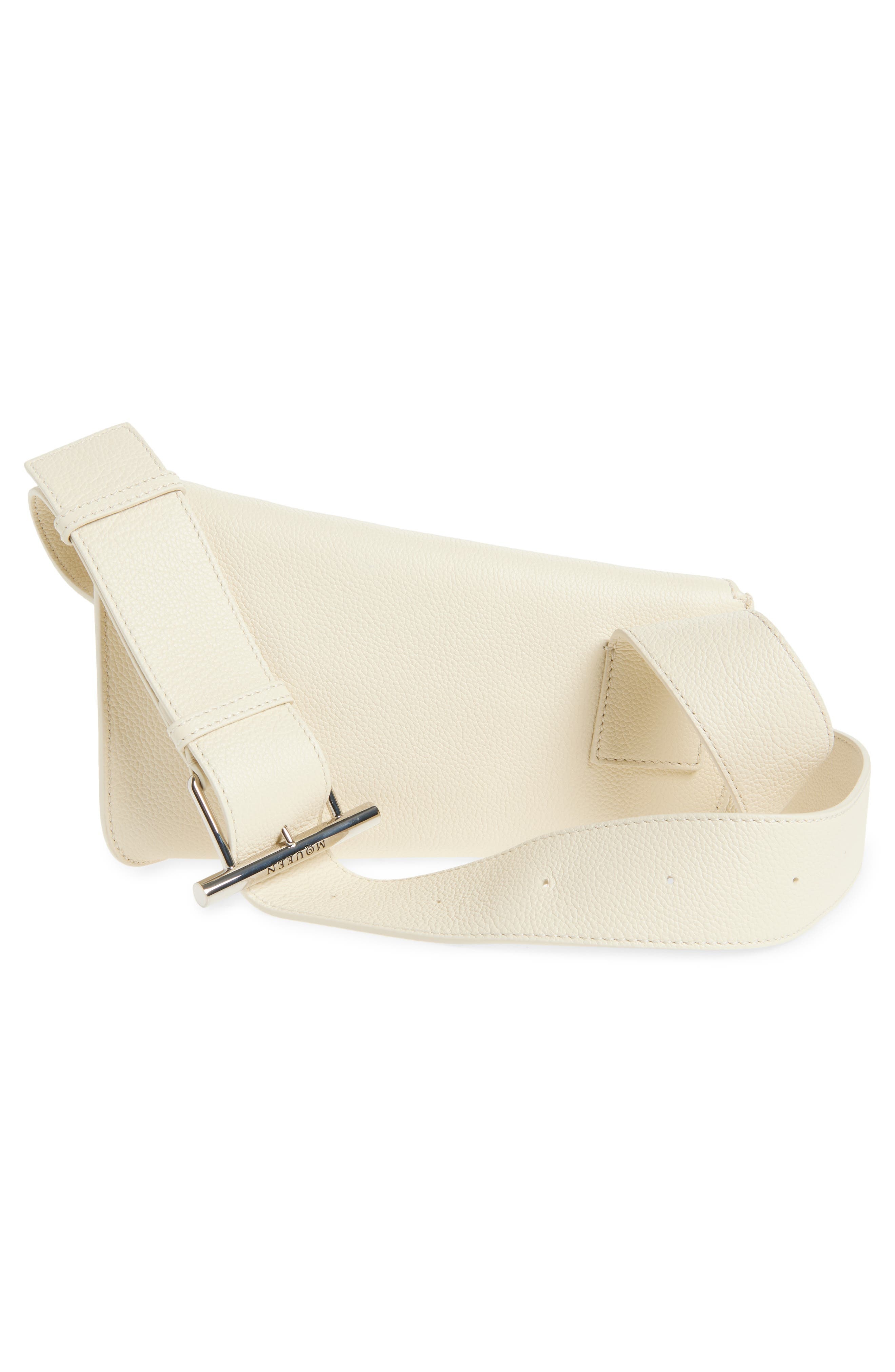 McQueen T-Bar Sling Asymmetric Leather Crossbody Bag in Cream/Silver at Nordstrom - 4