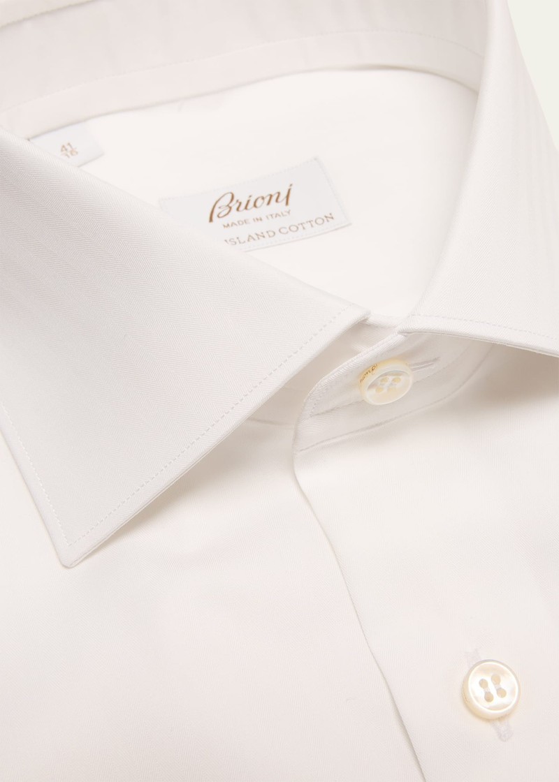 Brioni Men's Sea Island Cotton Herringbone Dress Shirt outlook
