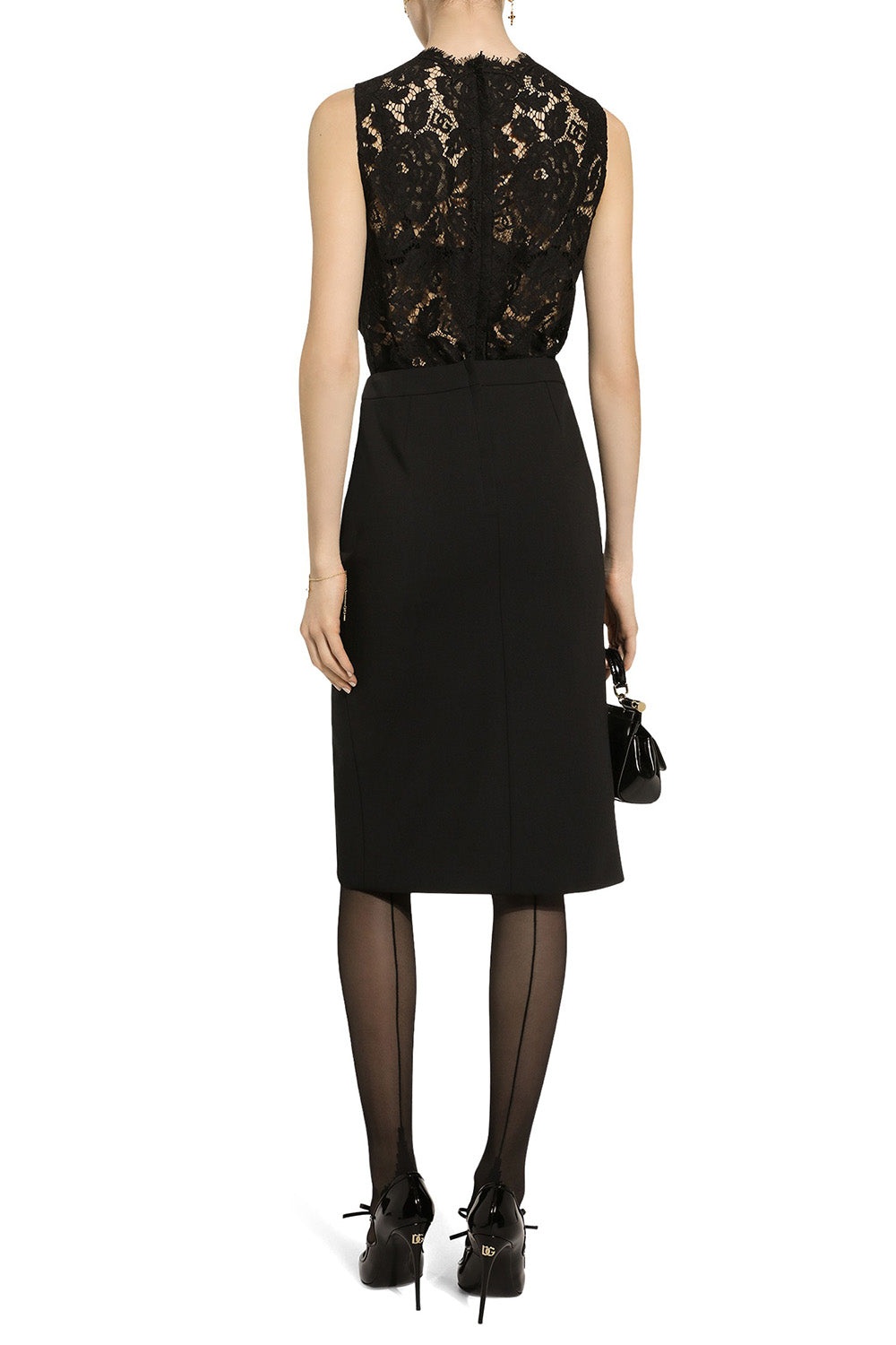 Branded Floral Lace Top - Black - 3