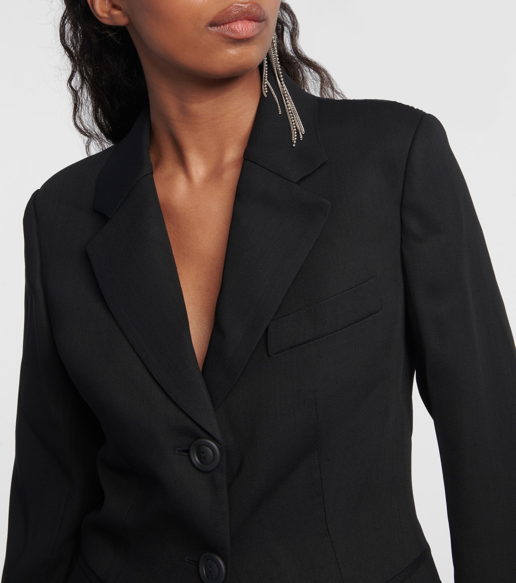 Single-breasted wool-blend blazer - 3