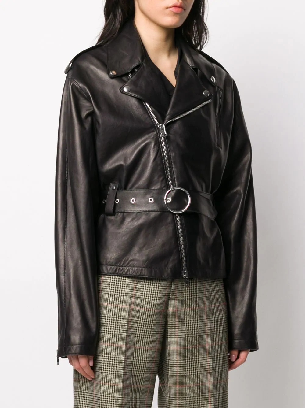 belted biker jacket - 3