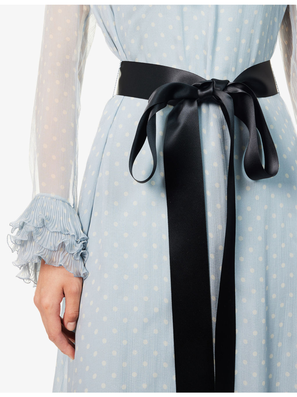 Polka-Dot Pattern Ruffled Silk-Blend Gown - 5
