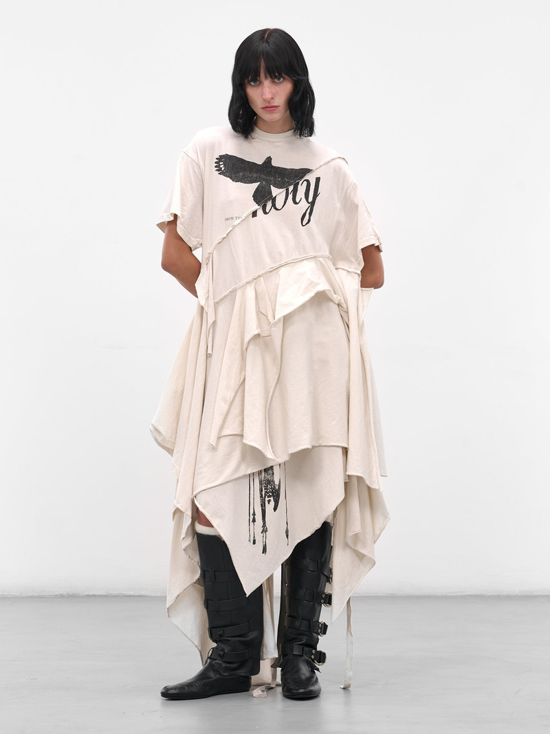 Ann Demeulemeester White Guusta Deconstructed Drape Dress outlook