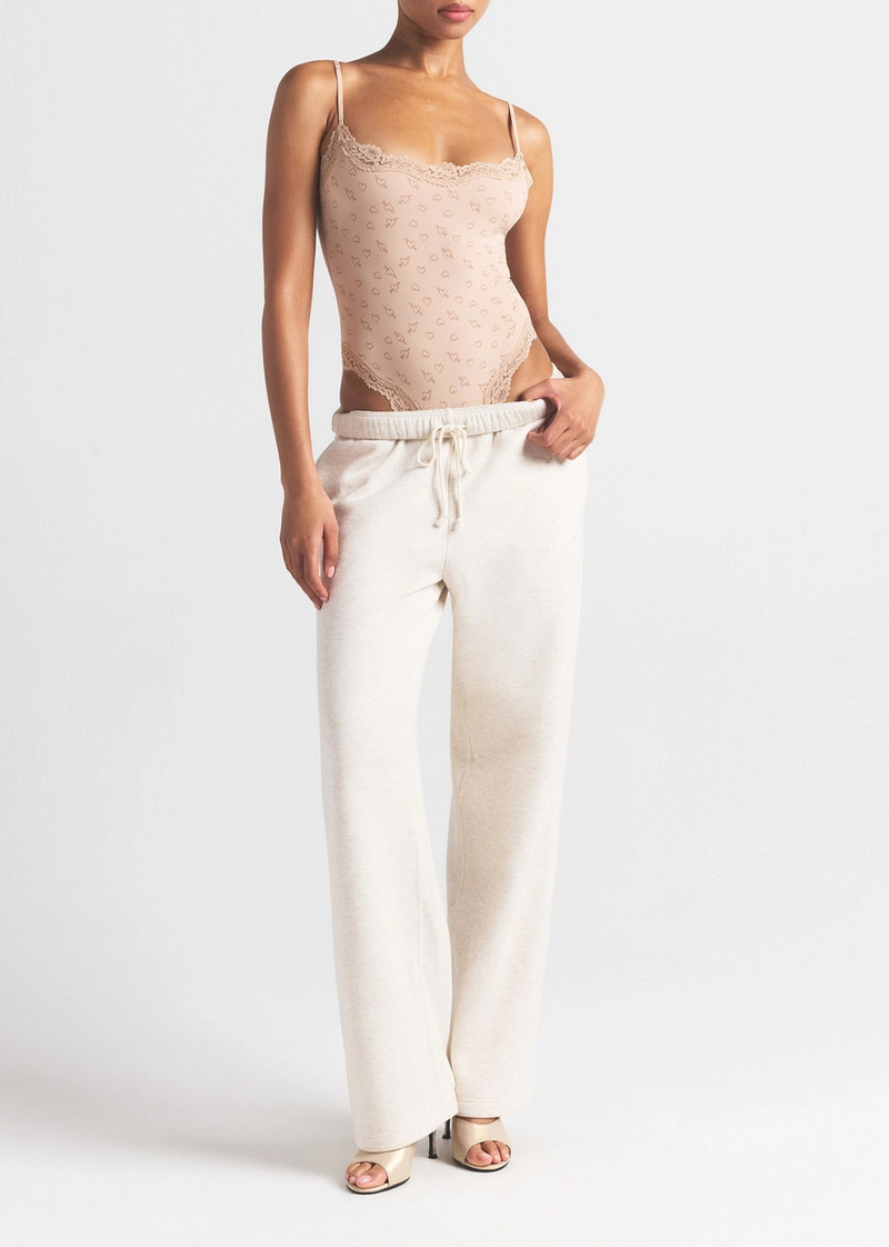 Skims Printed Lace-trim Stretch-jersey Bodysuit 5