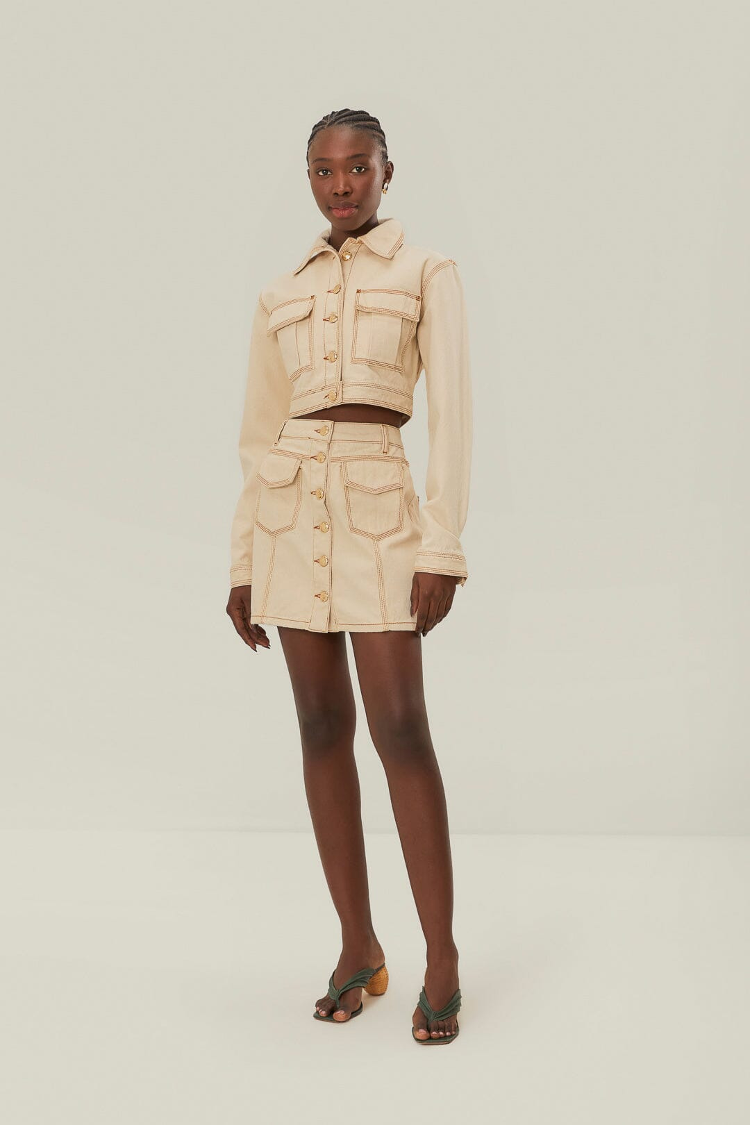 Off-White Gabardine Mini Skirt - 1