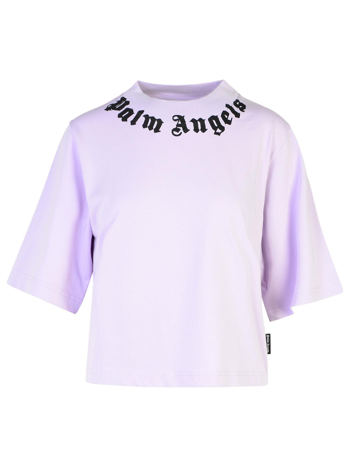 Palm Angels Lilac Cotton T-Shirt Woman - 1