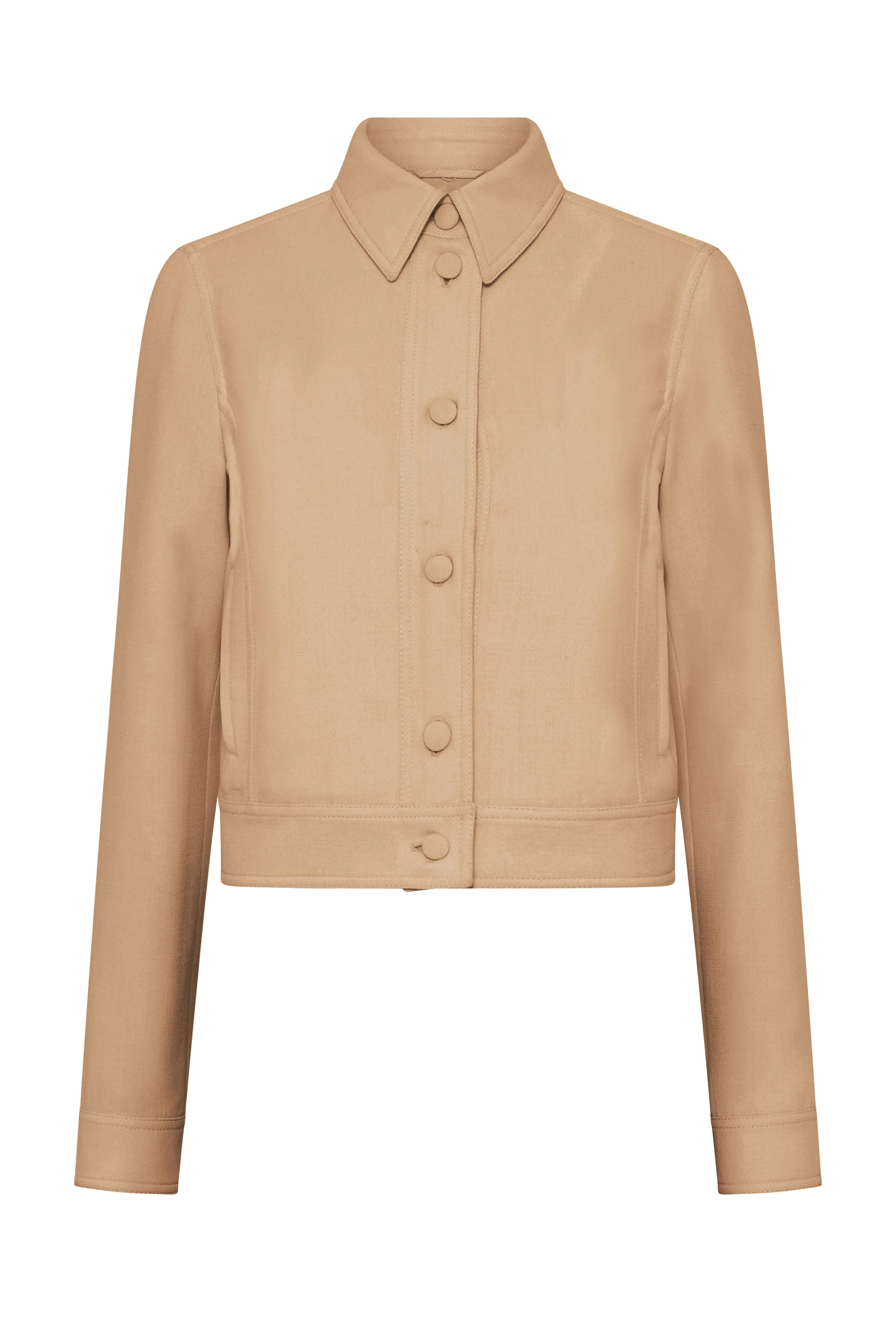Thereza Jacket in Camel & Citrine Virgin Wool Crepe - 1