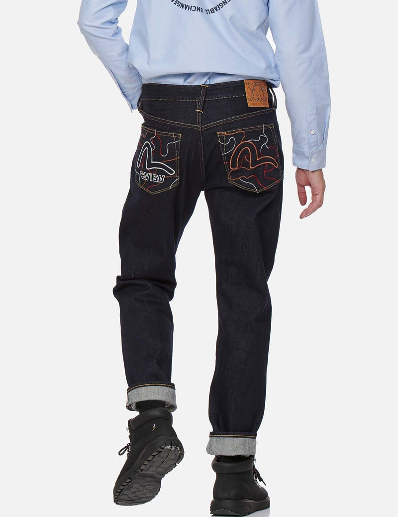 LINEAR CAMOUFLAGE AND SEAGULL EMBROIDERED CARROT FIT JEANS #2017 3