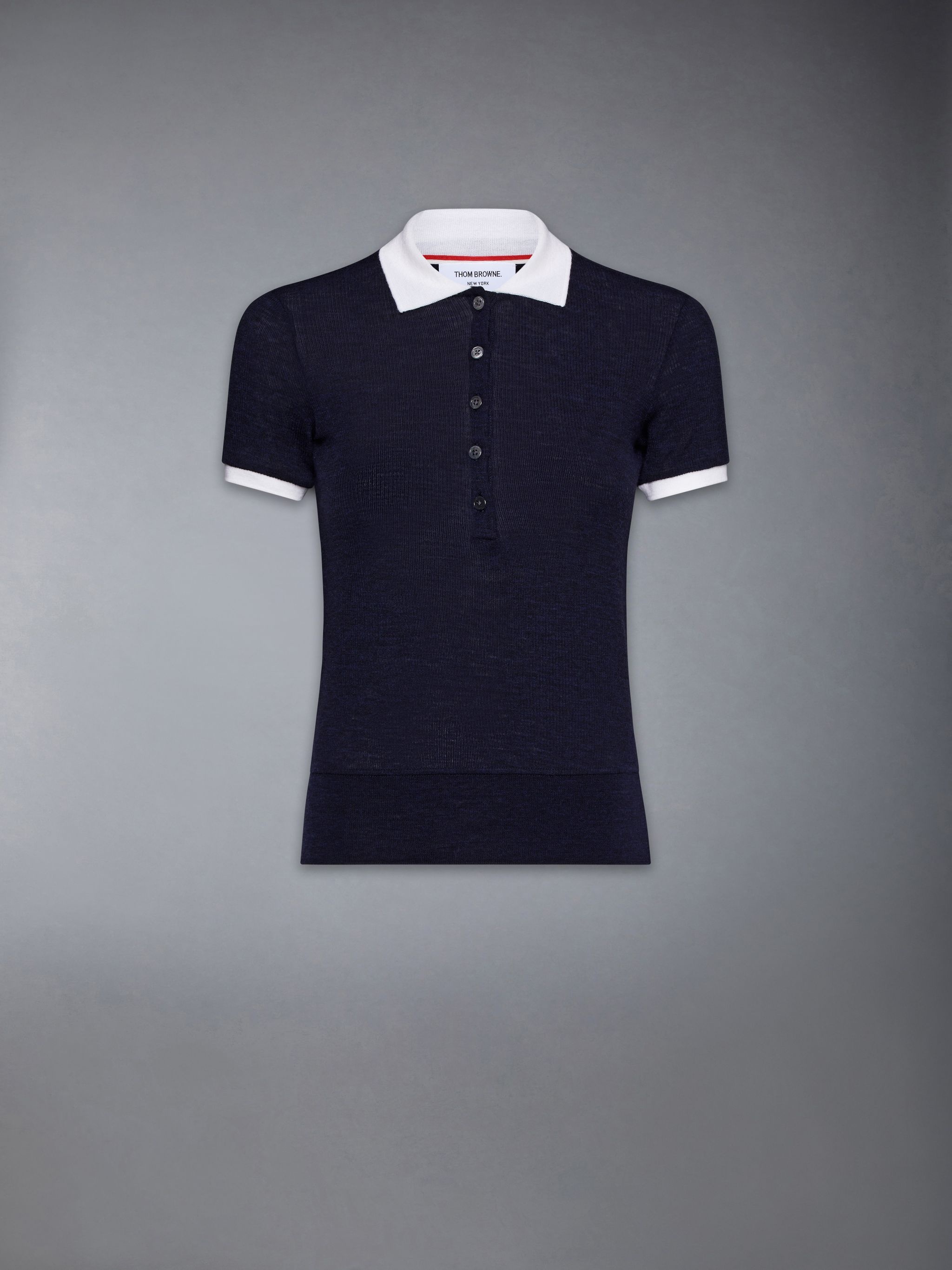 contrasting-trim wool polo top - 5