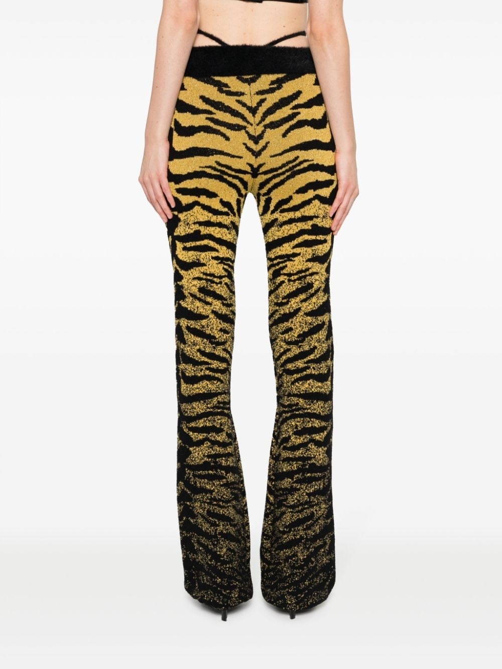 zebra-patterned jacquard trousers - 4