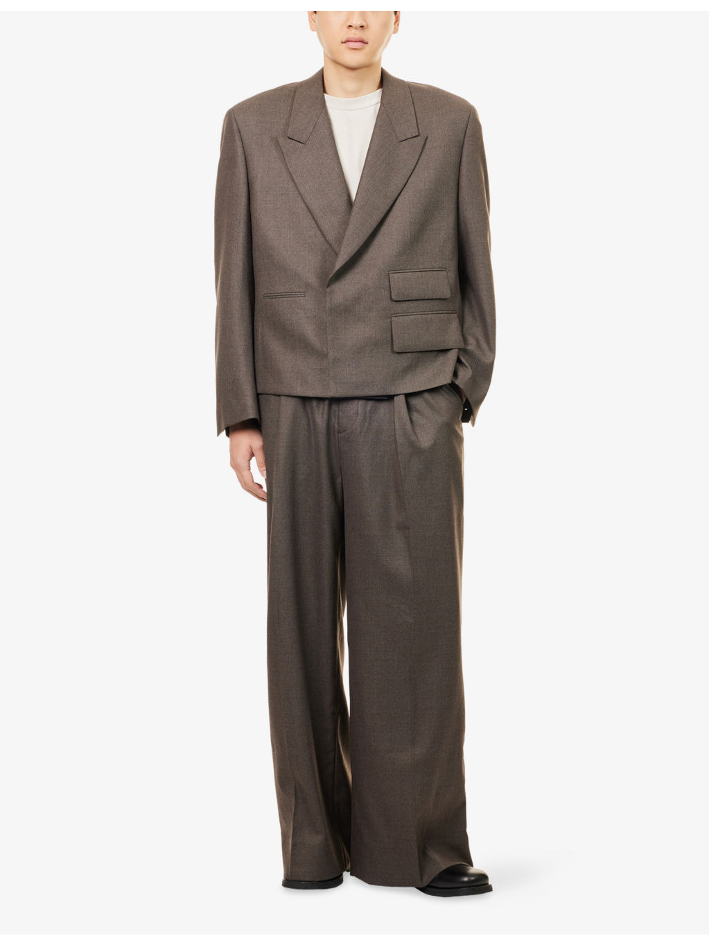 Pleated Wide-Leg Wool Trousers - 2