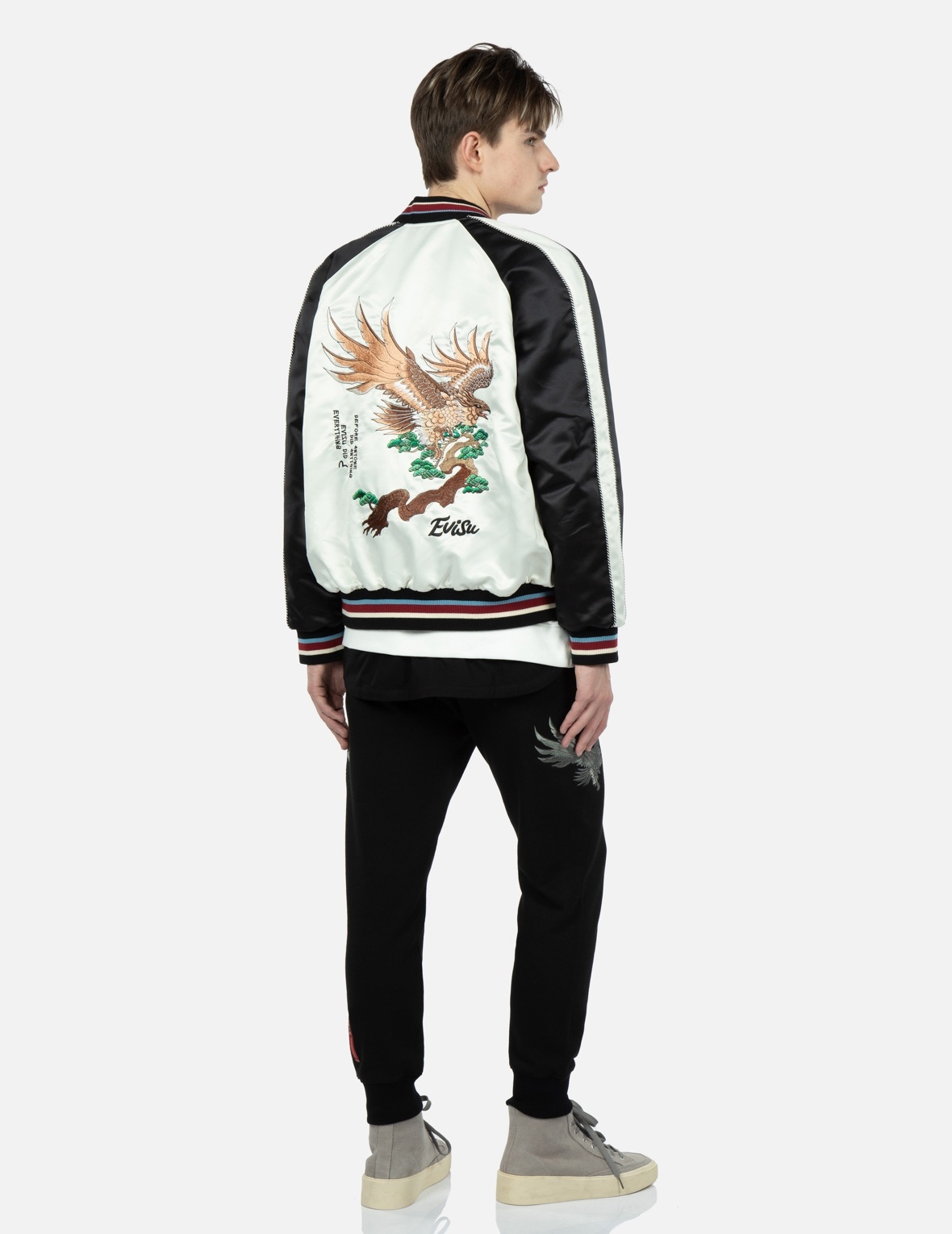 EAGLE AND LOGO EMBROIDERY REVERSIBLE SOUVENIR JACKET - 3