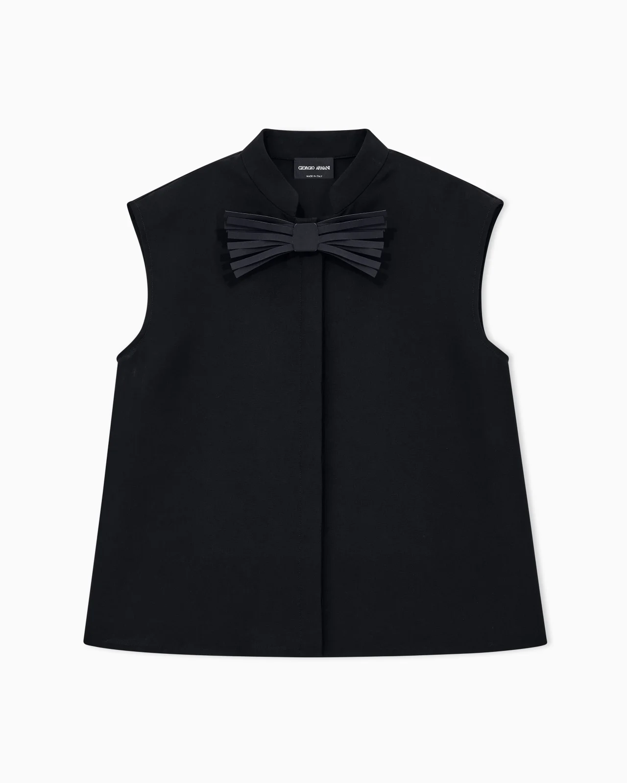 SHIRT SLEEVELESS MANDARIN COLLAR SILK CADY DETACHABLE BROOCH - 1