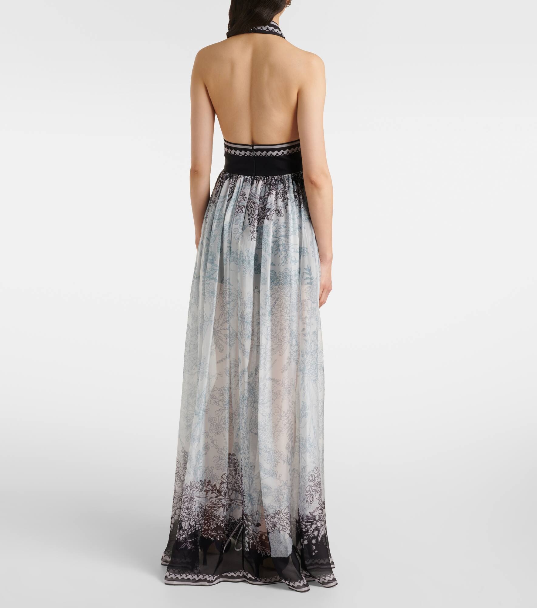 Printed silk chiffon maxi dress - 3