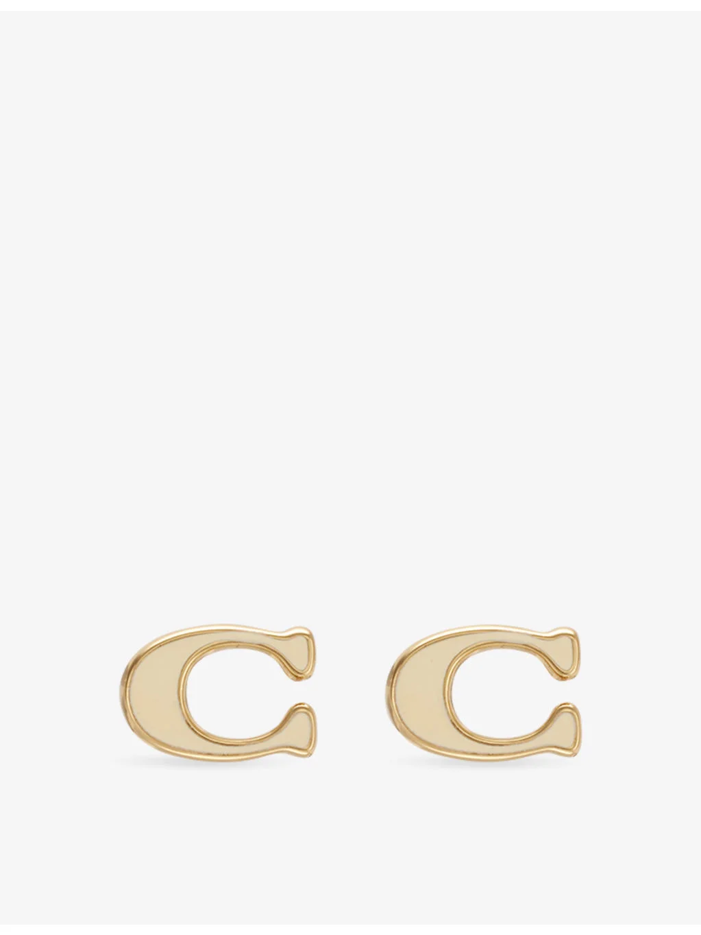 C C Enamel Brass Stud Earrings - 1