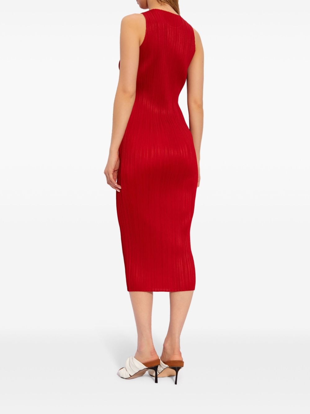 plissé sleeveless midi dress - 4