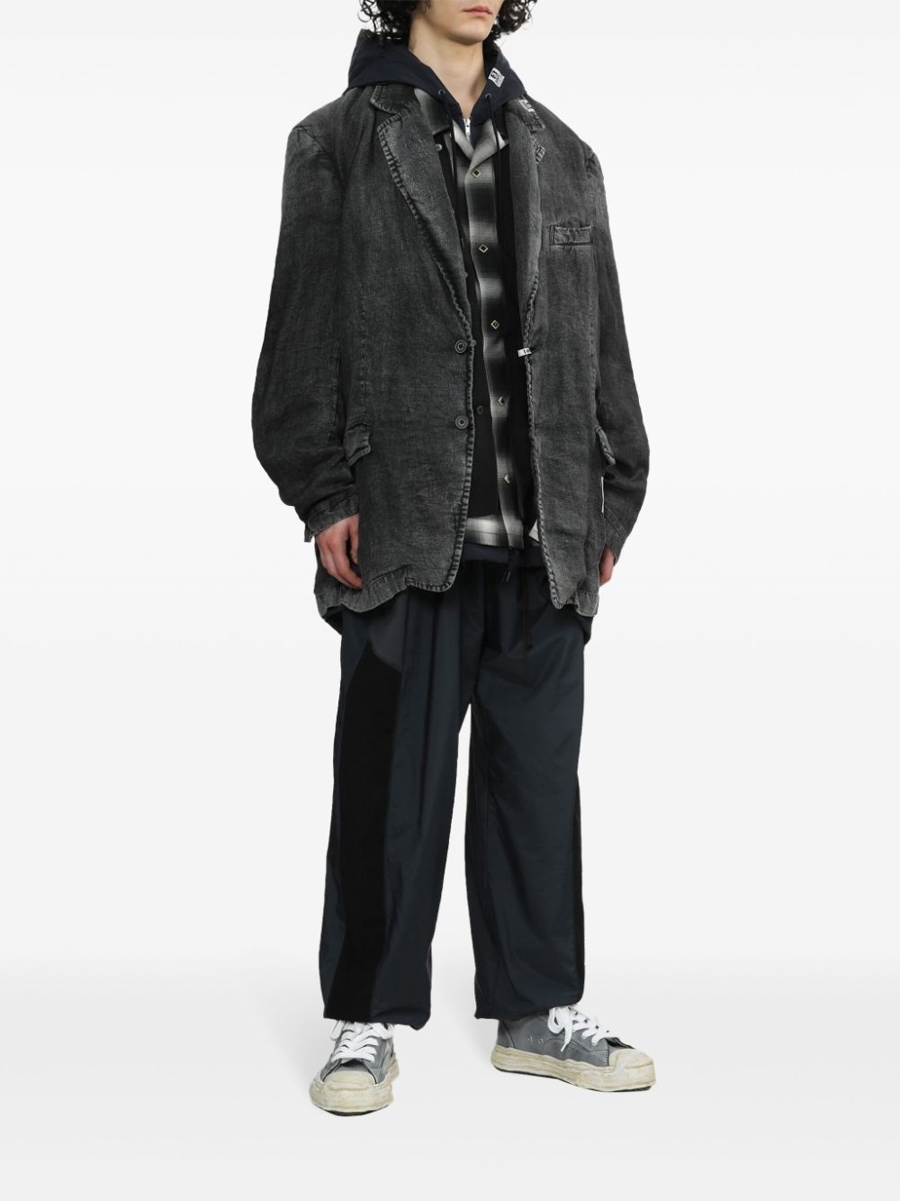 faded effect linen jacket - 2