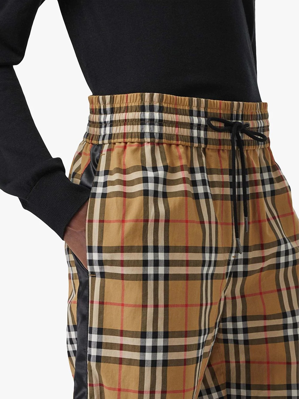 Vintage Check satin trim trousers - 5